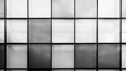 Abstract geometric architecture through glass window. Monochrome on white background. Unique animation.