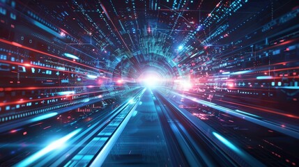 Vibrant abstract future technology: illuminated lines and light effects, futuristic concept design - engaging digital scene