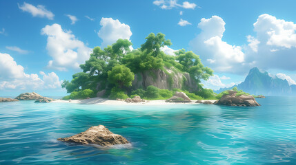 青い海に浮かぶ小島
