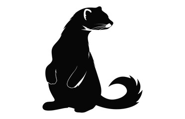 Ferret Silhouette vector isolated on a white background, Weasel ferret black clipart