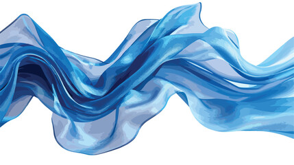 Beautiful flowing fabric flying in the wind. Blue wave - obrazy, fototapety, plakaty