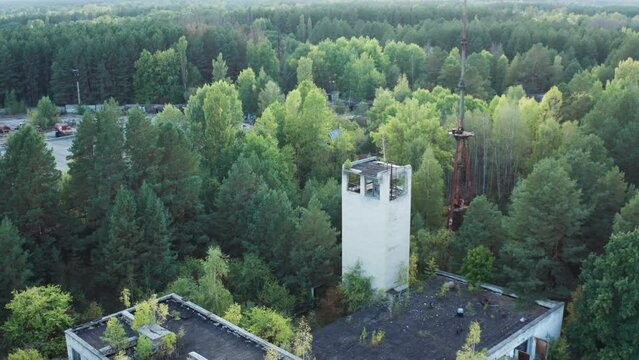 European landmark of a dark history. Abandoned Pripyat, overgrown by nature.