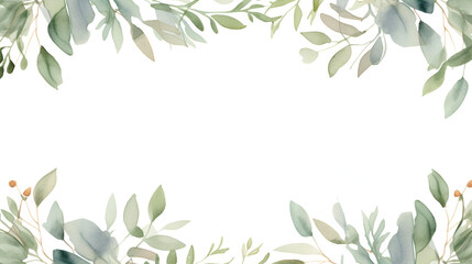 A white background with green leaves and branches Abstract Green foliage background with negative