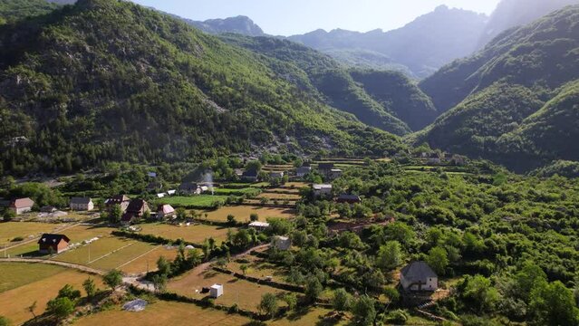 Theth is one of the most popular travel destinations in northern Albania. Drone flight through the valley.