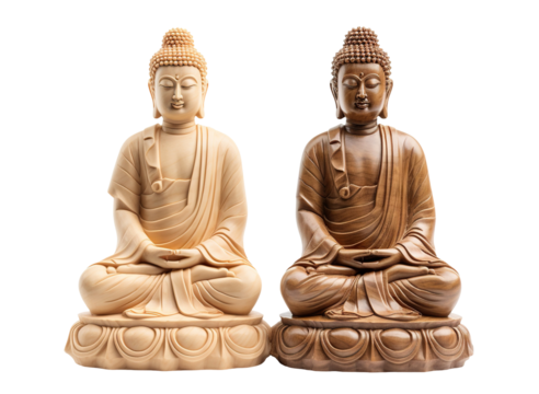Two buddha statues, cut out - Powered by Adobe