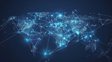 Worldwide connectivity: network of points and lines illustrating global business on world map - vector illustration