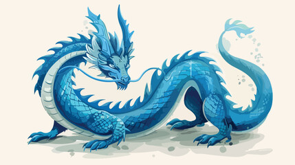 Blue Dragon Zodiac sign year of the Blue Dragon.. Flat