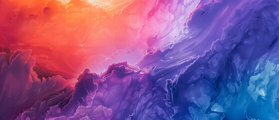 Marvel at the exquisite blend of azure blue, royal purple, and sunset orange, gracefully...