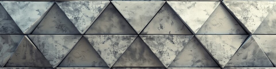 Textured cement tiles with a frosted effect form a stylish triangular pattern, background, wallpaper, banner
