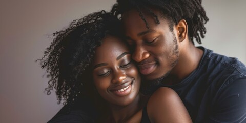 Close up of a of a beautiful couple expressing their feelings concept with african american couple in love - obrazy, fototapety, plakaty