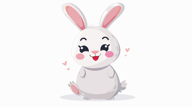 Bunny Cute Expression Flat vector isolated on white background