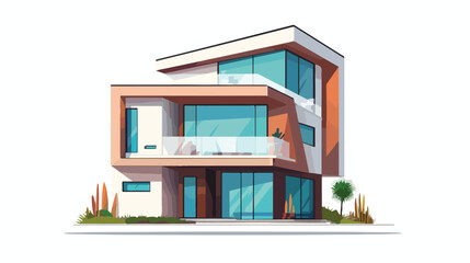 Modern house icon flat cartoon vactor illustration