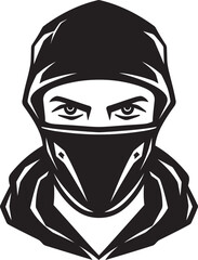 Mystic Guardian Masked Profile and Dark Emblem Nocturnal Ninja Concealed Identity with Emblem Icon