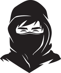 Masked Myth Masked Portrait with Dark Design Dark Defender Veiled Features and Symbolic Logo