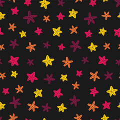 Seamless pattern with colorful starfish