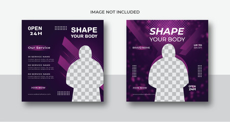  Fitness instagram gym social media post template, Fitness workout and shape your body .or social media post design template.