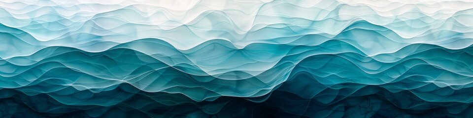 Geometric waves in shades of blue and white create a calming oceanic pattern, background, wallpaper
