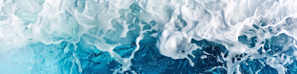 A close view of a glacier melting into the sea, background, wallpaper, banner