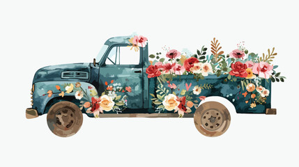 Floral truck Watercolor