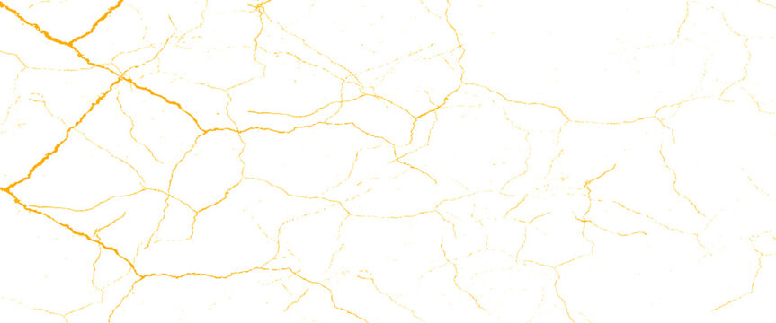 Vector  gold cracked surface Transparent background.