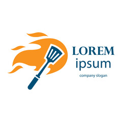 flaming hot grill logo design