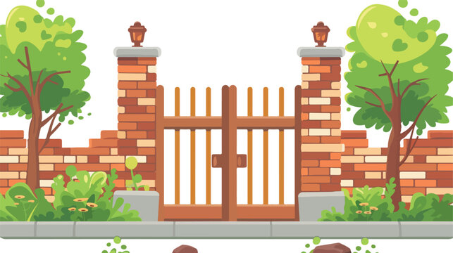 Gate or fence design vector flat modern isolated 