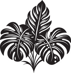 Palm Paradise Panache Oversized Leaves, Iconic Emblem Tropical Leaf Elegance Large Foliage, Black Emblem Design
