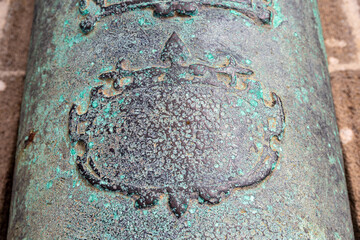Detail from old metal cannon near the royal palace in Rabat