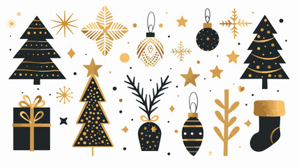 Gold and Black Christmas Flat vector 