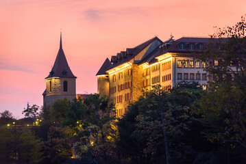 European-style castle at sunset.Landscape of Huawei town in Dongguan, China.