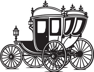 Fototapeta na wymiar Grandiose Marriage Wheels Royal Carriage Black Icon Regal Carriage Majesty Black Vector Logo Design for Royal Wedding