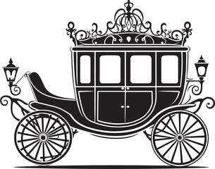 Luxurious Love Chariot Royal Carriage Black Logo Design Opulent Wedding Journey Regal Carriage Emblem Icon