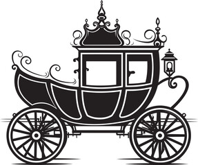 Fototapeta na wymiar Royal Carriage Elegance Majestic Emblematic Symbol in Black Majestic Nuptial Coach Regal Carriage Black Emblem Design