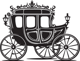 Fototapeta na wymiar Elegant Love Transport Iconic Logo in Black for Wedding Grace Royal Carriage Elegance Majestic Emblematic Symbol in Black