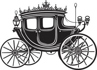 Fototapeta na wymiar Palatial Marriage Journey Regal Carriage Black Iconic Symbol Noble Nuptial Carriage Majestic Emblem for Wedding Grace
