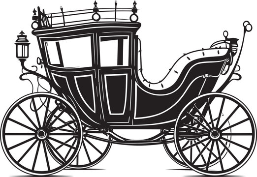 Palatial Nuptial Ride Regal Black Vector Emblem Noble Wedding Transport Majestic Carriage Emblematic Design