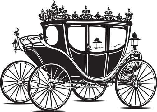 Opulent Love Journey Wedding Carriage with Iconic Logo Sovereign Wedding Transport Royal Carriage Black Emblem Symbol