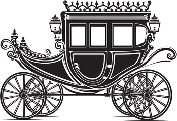 Fototapeta na wymiar Grandiose Bridal Journey Iconic Black Emblem on Royal Carriage Regal Romance Carriage Black Design Symbolizing Royal Majesty