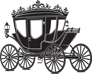 Royal Carriage Elegance Black Emblem of Majestic Matrimony Majestic Matrimonial Transport Black Logo on Ornate Carriage