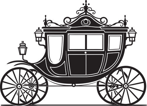 Regal Romance Carriage Black Design Symbolizing Royal Majesty Luxurious Marriage Wheels Iconic Black Logo on Regal Carriage