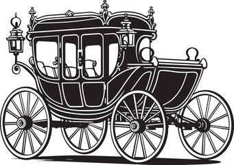 Fototapeta na wymiar Regal Romance Ride Iconic Emblem for Wedding Splendor Luxurious Love Chariot Royal Carriage Black Logo Design