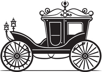 Fototapeta na wymiar Sovereign Wedding Transport Wedding Carriage Black Logo Regal Romance Carriage Royal Emblem in Black Icon