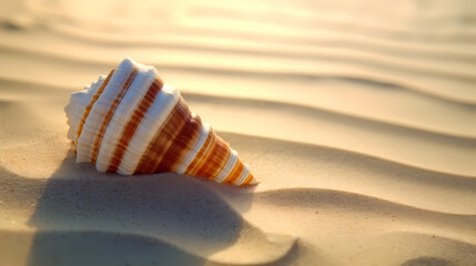 Fototapeta na wymiar Close-up of conch shell on beach