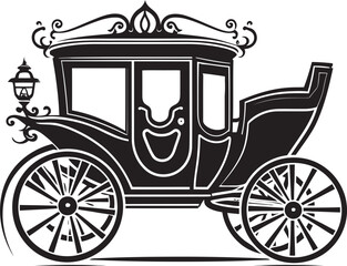 Majestic Nuptial Coach Regal Carriage Black Emblem Design Imperial Marriage Transport Wedding Carriage with Iconic Logo
