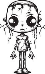 Haunted Zombie Companion Spooky Doll Emblem Design Terrifying Undead Figure Creepy Zombie with Black Icon