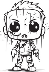 Eerie Zombie Companion Spooky Doll Emblem Design Macabre Doll of Terror Creepy Zombie with Black Icon