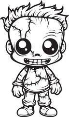 Macabre Doll of Terror Creepy Zombie with Black Icon Sinister Undead Plaything Spooky Doll Black Vector