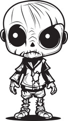 Malevolent Undead Companion Creepy Doll with Black Icon Eerie Doll of Horror Spooky Zombie with Vector Logo