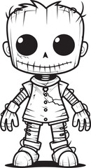 Ghastly Doll of Dread Creepy Zombie with Black Icon Design Terrifying Zombie Toy Spooky Doll with Black Vector Logo