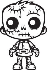 Terrifying Doll of Darkness Spooky Zombie with Black Vector Haunted Plaything Spooky Zombie Doll with Black Design